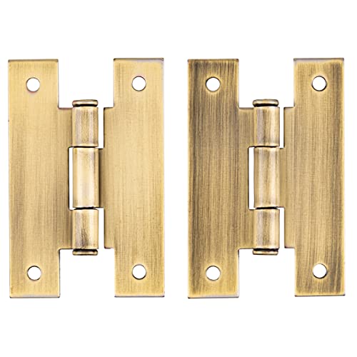 Antique Brass "H" Type Cabinet Door Hinges | 2 1/2" X 1 5/8" | Pack Of 2 | Flush Mount Furniture Hinges | Furniture Hardware | L-H0501A-Ab-A (1) #TOP19