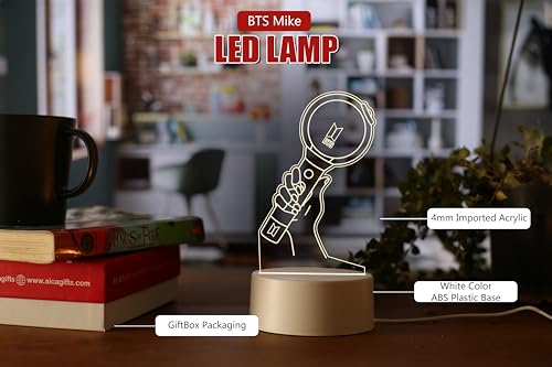Image of AICA 3D Illusion Korean Heart BTS LED Lamp � Korean Heart BTS Gift for Girls Women Lamp - Warm Yellow LED Light (BTS Light Stick)