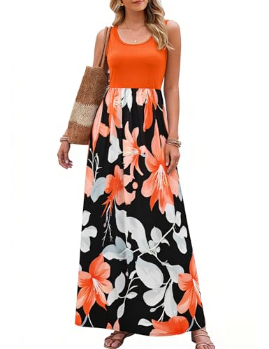 Image of Bluetime Women's Summer Boho Sleeveless Floral Print Tank Long Maxi Dress (S-3XL)