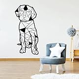 Chien Sticker Géométrique Dessin Animé Pet Toilettage Sticker Mural Animal Chiot Décor À La Maison Vinyle Mural Sticker A6 Bordeaux 56x27cm