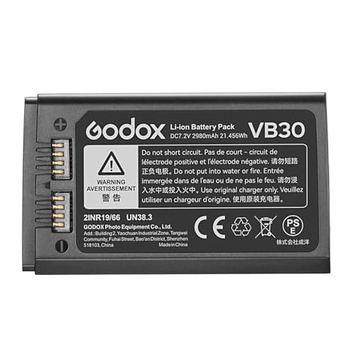 GODOX V100 V1 V1Pro Battery Replacement V30 Battery with Type-C Charge 7.2V/2980mAh for V100C V100N V100S V1Pro-C V1Pro-N V1Pro-S V1C V1N V1S Camera Flash (VB26 Upgrade)