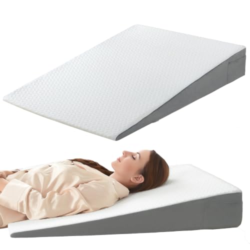 Image of Vekkia 34 inch Extra-Long Wedge Pillow, Back & Arm Support, Bed Wedge Pillow for Sleeping After Surgery, Acid Reflux, Snoring Relief, Removable Washable Cover & Double Side Pockets, 5.5 inch Height, White