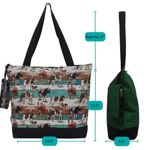 Image of NGIL Medium Top Zipper Closure Canvas Tote Bag with Attached Matching Coin Purse For Moms and Nurses