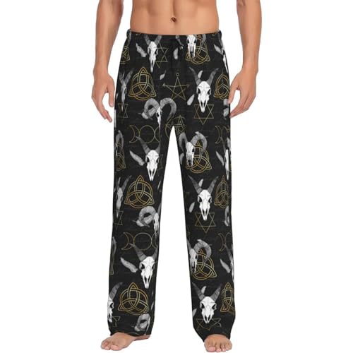 Novastar Mens Pajama Pants Bottoms With Pockets- Gothic Style Cool Goat Skull Soft Mens Pj, Comfy Men Lounge Pants4