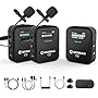 Moman Micro Cravate sans Fil Professionnel, C2X Wireless Lavalier Microphone Con Écran TFT pour Appareil Photo Transmission 100m Caméra DSLR Caméscope Smartphone PC Laptop Tablette