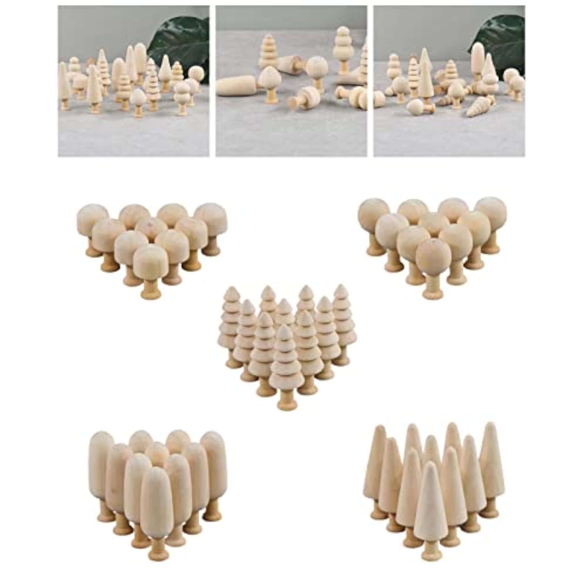 10Pcs Unfinished Wood Ornaments for Festivals & Office Gift