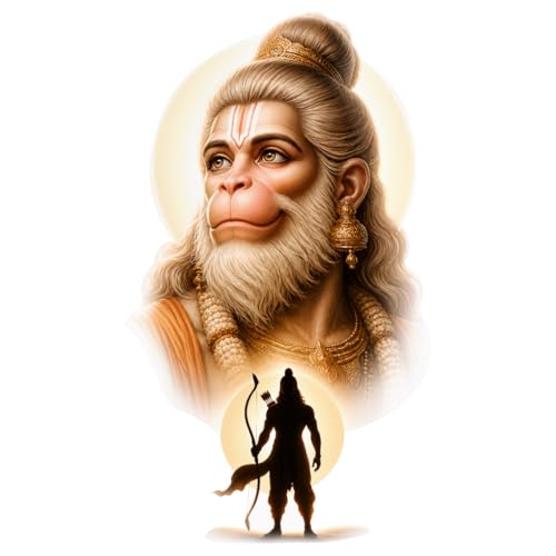 Image of Rangoli Hanuman Wall Sticker Self-Adhesive 14 x 24 Inch Waterproof Wall Decor for Living Room Bedroom Office Divine Energy Hanuman Wall Decal