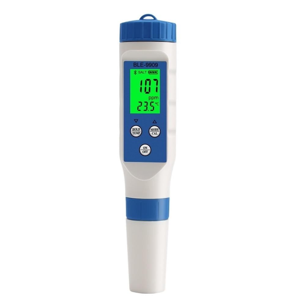 Electrodo de Medidor de PH Digital, termómetro de Probador de Calidad del Agua de Acuario, medidor de PH/EC/salinidad/Temperatura/TDS, Control por aplicación for Piscina