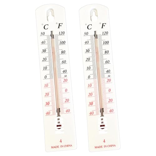 2Pcs Wall Thermometer, Outdoor Thermometer Read Accurate Celsius and Fahrenheit Large Wall Mounted Room Temperature Monitor Easy-to-Mount Design for Home Garden Greenhouse Home Office Indoor Outdoor
