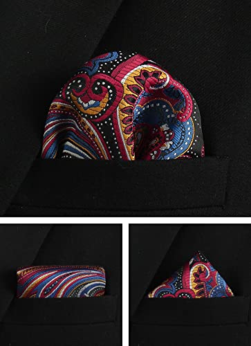 Image of Paisley Floral Mens Tie Formal Necktie Pocket Squares Ties Clips Cufflinks Classic for Men Set
