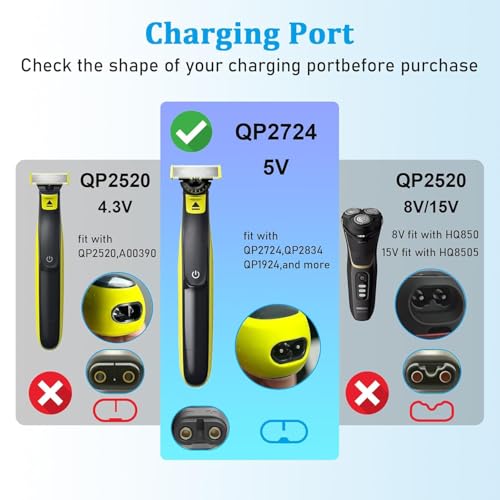 GOLDFOX 5V Ladekabel Kompatibel mit Philips Norelco One Blade Rasierer QP2724 QP2834 QP4530 MG9510 MG9525 MG5910 MG7910 QP1924 S7887 X5006 Elektrischer Trimmer Rasierer Ersatz-USB-Ladekabel