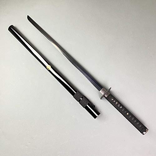 Otakumod Musha Handmade Samurai Sword, Katana. Black Carbon Steel Full Tang Blade.