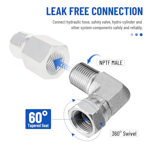 Image of 90 Elbow Hydraulic Fitting: 3 /8 inch NPTF Male x 3 /8 inch NPSM Female