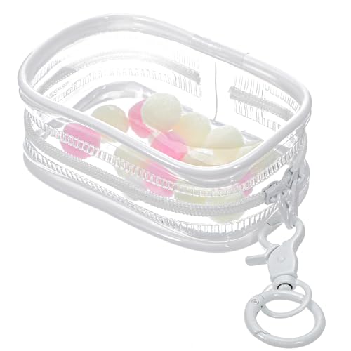 Image of Clear Figure Display Bag with Keychain, Portable Doll Storage Bag Blind Box Display Case Bags Waterproof Carrying Pouch Keychain for Mini Figure /Doll Collectors