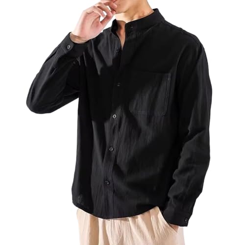 Chemise homme coton et lin unie coupe classique de qualité supérieure