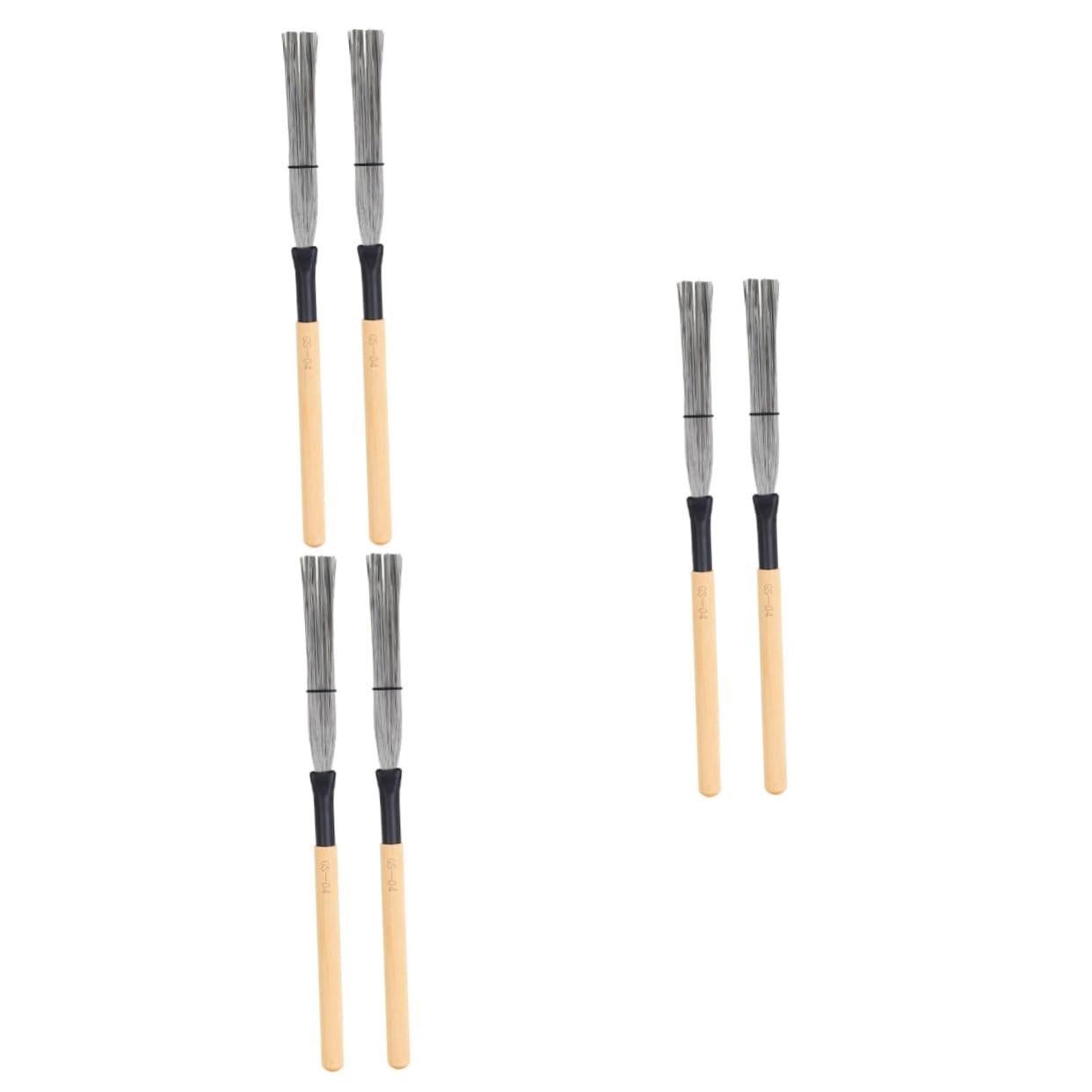 SUPVOX Lot De 3 Brosses Pour Batterie Jazz Fil Dacier Manche En Bois Accessoires Pour Instruments 2 Pièces X 3