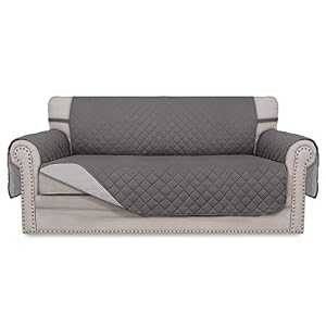 Easy-Going Sofa Slipcover Reversible Loveseat Sofa Cover Couch Cover for 2 Cushion Couch Furniture Protector with Elastic Straps for Pets Kids Dog Cat (Oversized Loveseat, Gray/Light Gray)