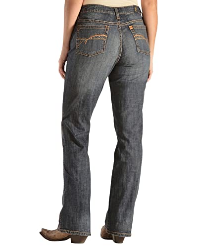 Wrangler Aura Instantly Slimming Mid Rise Boot Cut Jean Jeans, Otoño, 36 para Mujer