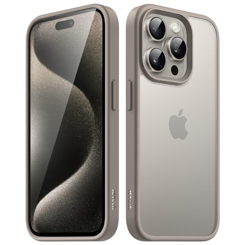 Image of JETech Matte Cover Case for iPhone 15 Pro Max 6.7-Inch, Shockproof Military Grade Drop Protection, Frosted Translucent Back Phone Cover, Anti-Fingerprint (Natural Titanium)
