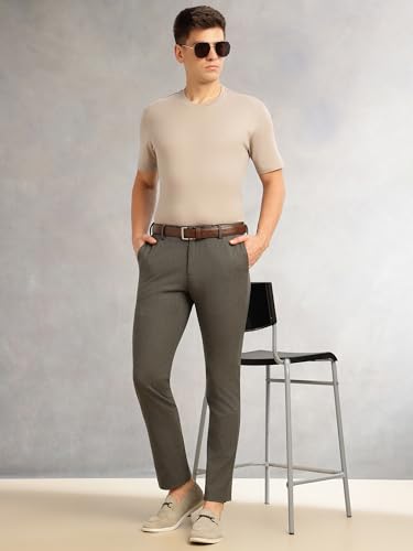 Image of Thomas Scott Men's Regular Fit Mid-Rise Solid Formal Performance Trouser | Flexi-Waist & 4-Way Stretch | 4 Pockets | Button Closure