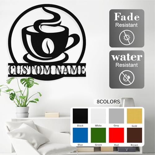 Image of Personalized Coffee Metal Sign, Custom Coffee Bar Signs, Custom Name Signs for Cafe Station, Coffee Wall Art Decor for Kitchen, Cafe Shop Decor, Cafe Lover Gift