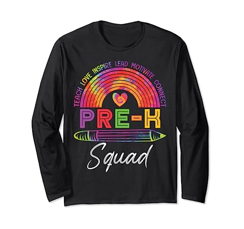 Pre-k Teacher Tie Dye Rainbow First Day of Preschool Gift Maglia a Manica