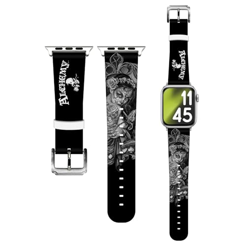 Bracelet montre Alchemy Gothic Veuve en cuir véritable premium pour Apple Watch 42 à 49mm