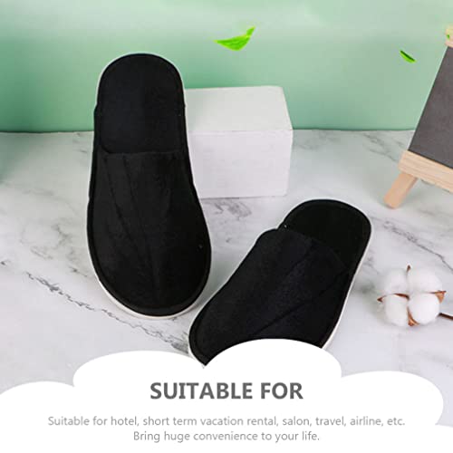 Minkissy 6 Pares Descartáveis ​​Chinelos Pano Fechado Chinelos Confortáveis ​​Hotéis Negros Chinelos