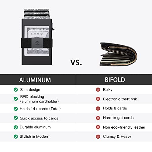 Semorid Slim Aluminum Card Holder Wallet For Men, Durable Expandable Backplate, Rfid Blocking Minimalist Metal Pop Up Wallet With Gift Box, Holds 12+ Cards Plus Cash (Black) #TOP7