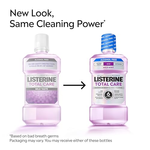 Image of Listerine Mouthwash Total Care Mild Mint Anticavity Treatment for Adults Kills 99.9% of Bad Breath Germs No Burn Alcohol Free Fluoride Mouthwash, 2 Pack of 33.8 fl oz /1 L