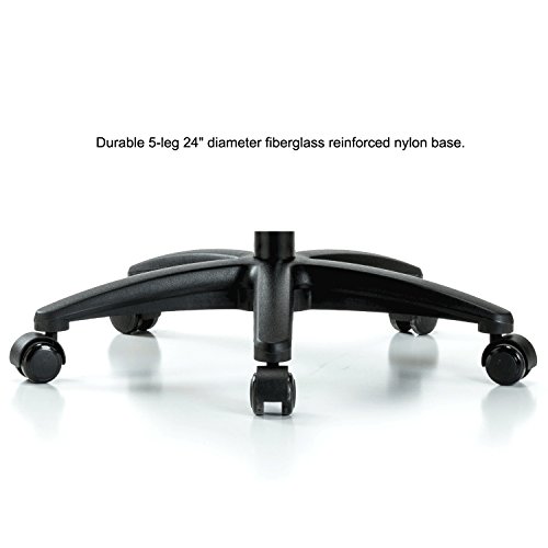 Perch Walter Rolling Height Adjustable Exam Stool with Back for Hardwood or Tile | Desk Height 300-Pound Weight Capacity | (Black Fabric)
