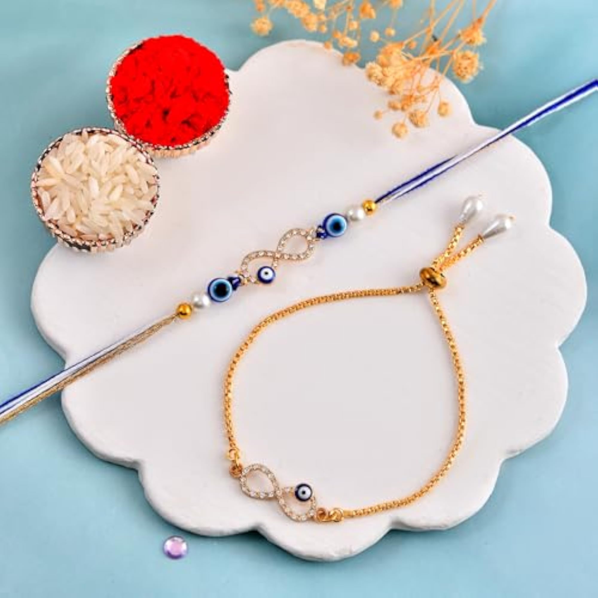 Infinity Evil Eye Couple Rakhi Set for Bhaiya Bhabhi