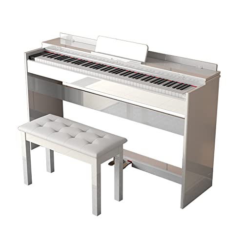 Piano numérique 88 touches avec clavier à action pondérée et graduée avec banc, support de meuble, piano électrique USB/MIDI for débutant et professionnel (Color : White) - Les Beatles, Paul McCartney, John Lennon, RIngo Starr, George Harrison Piano numérique 88 touches avec clavier à action pondérée et graduée avec banc, support de meuble, piano électrique USB/MIDI for débutant et professionnel (Color : White)