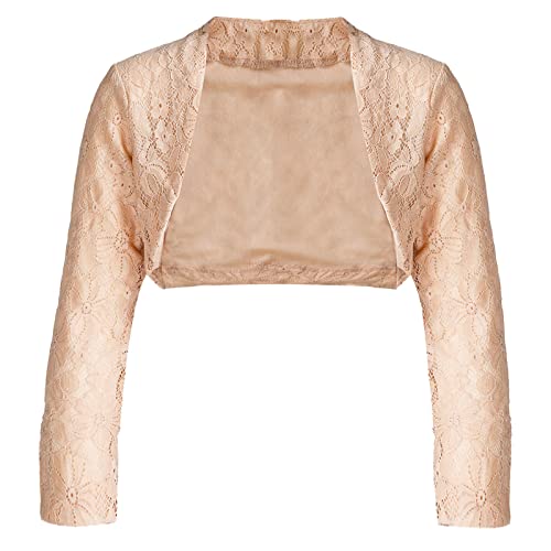 Kids Girl's Lace Long Sleeve Open Front Bolero Shrug Cropped Cardigan Tops