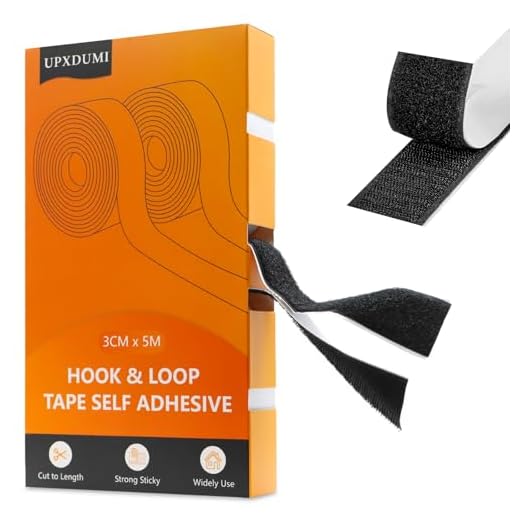 UPXDUMI Hook and Loop Tape 30mm x 5m Multipurpose Strong Self Adhesive Strips Heavy Duty Double Sided Sticky Back Roll Suitable for Home Carpet Sofa Picture Hanging Fabric Industrial Outdoor Black