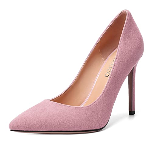 MODENCOCO Womens Wedding Sexy Pointed Toe Slip On Suede Party Stiletto High Heel Pumps Dress Shoes 4 Inch