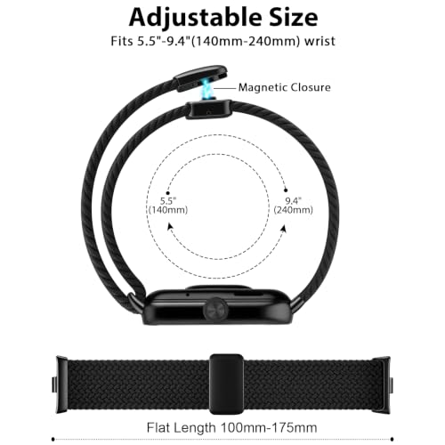 Image of Tobfit Stretchy Nylon Braided Band for Redmi Watch 6 /Redmi Watch5 /4 & Xiaomi Smart Band 8 Pro /9 Pro - Breathable, Adjustable Quick-Release Replacement Strap