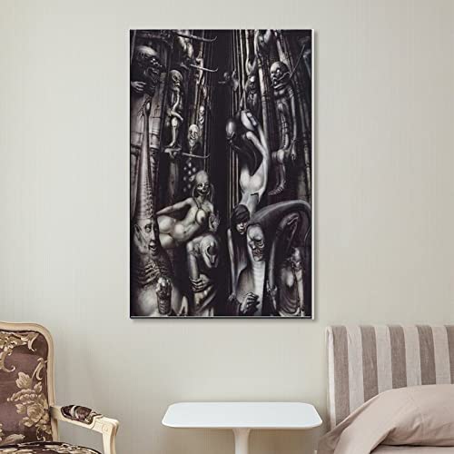 Posters & Prints Art Prints Hr Giger Horror Illustration Horror Posters Halloween Decor (6) Canvas Wall Art Prints For Wall Decor Room Decor Bedroom Decor Gifts 24X36Inch(60X90Cm) Frame-Style #TOP6