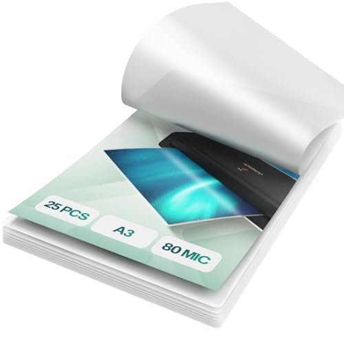 ACROPAQ Laminating Pouches A3-25 Pack, 160 Micron (2 x 80 Micron), Glossy Finish, Premium Quality, Rounded Corners, Ideal for Photos and Notes - 18003