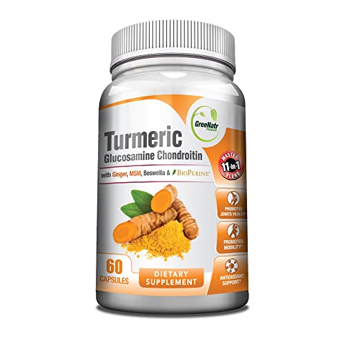 Turmeric Curcumin With Black Pepper - Bioperine Plus Ginger Glucosamine Chondroitin Msm And Boswellia - Joint Support And Inflammatory Relief Supplement With Antioxidant Properties. (1 Bottle) #TOP17