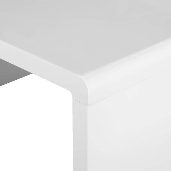 Charles Jacobs White High Gloss Rectangular Coffee Table - Modern Home Minimalist Living Room - 80cm