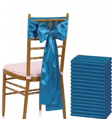 MDS® Pack of 100 Satin Chair Sashes for Wedding & Events – Dark Teal