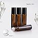 sungwoo 4 Pack Essential Oil Roller Bottles Stainless Steel, 10ml Amber Glass Roller Bottles with Caps for Travel, Perfume and Lip Gloss
