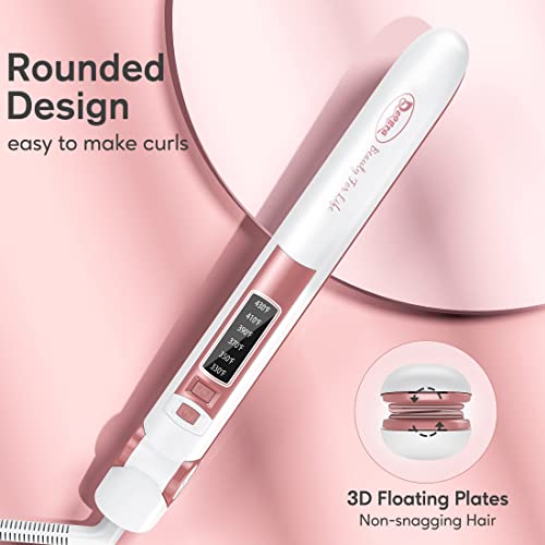 Deogra Tourmaline Ceramic Ionic Hair Straightener, Hair Straightener And Curler 2 In 1, Flat Irons For Black Women Hair, Professional Flat Iron Curling Iron In One, Dual Voltage, Auto Off, 1'' #TOP4