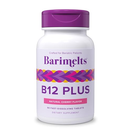 BariMelts Vitamin B12 Plus 90 Fast-Dissolving Tablets (3-Month Supply) Sugar-Free Bariatric Vitamins for Women Includes B12 B6 Folate and Biotin Natural Cherry Flavor