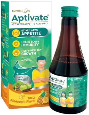 Aptivate 100% Ayurvedic Syrup - Appetite stimulant for children - helps Boost Immunity Naturally - (Pineapple flavour, 175ml)