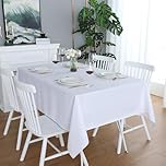 LivinEase Rectangular Tablecloth 140x300cm – 250 GSM Cotton Blend White Table cloths for 8 to 10 Seater Table - Linen TableCloth Ideal for Christmas, Parties, Halloween and Every Occasions