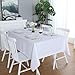 Produktbild LivinEase Tischdecke 140 x 200 cm  Weiß Rechteckige Tischdecke aus Baumwollmischung 250 g/m² für 4- bis 6-Sitzer-Tisch  Elegante drapierte Tischtuch für den Weihnachtstisch