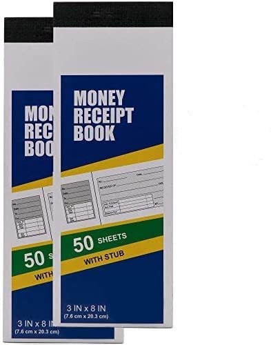 Emraw 3”X8” inch Money Receipt 50 Sheets Book with Instant Copy Stub (2-Pack)