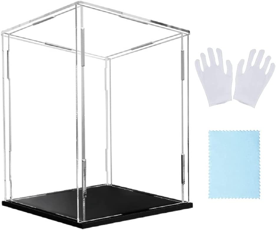 Amazon Wy Groceries アクリルケース 組立式 フィギュアケース ディスプレイケース コレクションケース 陳列ケース 人形ケース 透明アクリル プラモデル 壁掛け 飾り用 展示用 防汚れ 手袋 クリーニング クロス付き 幅40 奥行30 高さ50cm 台座黒 通販